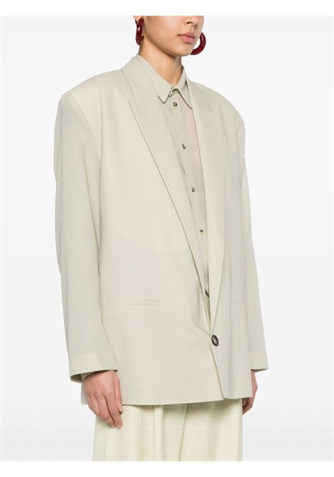 Beige sheer single-breasted blazer - women PHILOSOPHY DI LORENZO SERAFINI | A050521250482